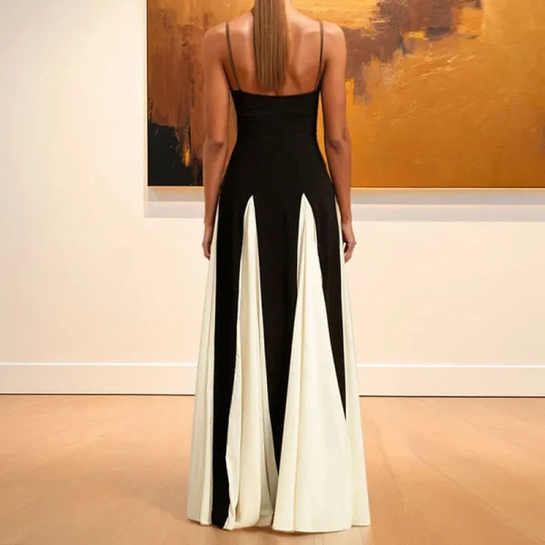 Summer Women Fashion Sexy Color Block Sling Maxi Dress - Image 3