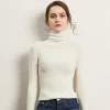 Autumn Winter Women Fashion Solid Color High Neck Long Sleeve Knitted Sweater