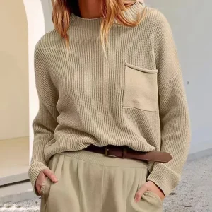 Autumn And Winter Fashion Loose Casual Semi-High Collar Long Sleeve Sweater