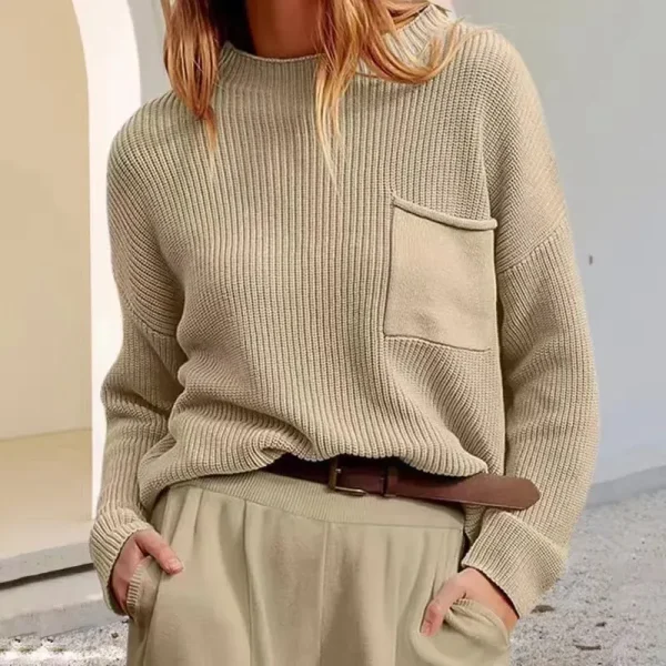 Autumn And Winter Fashion Loose Casual Semi-High Collar Long Sleeve Sweater