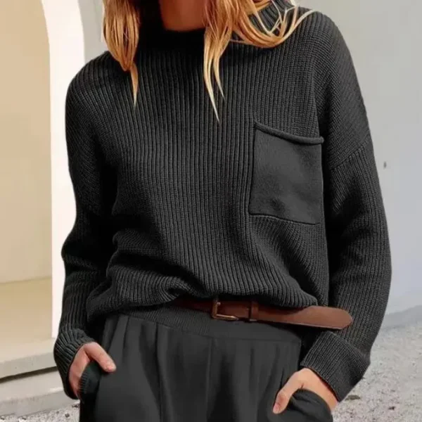 Autumn And Winter Fashion Loose Casual Semi-High Collar Long Sleeve Sweater - Image 2