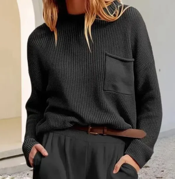Autumn And Winter Fashion Loose Casual Semi-High Collar Long Sleeve Sweater - Image 8