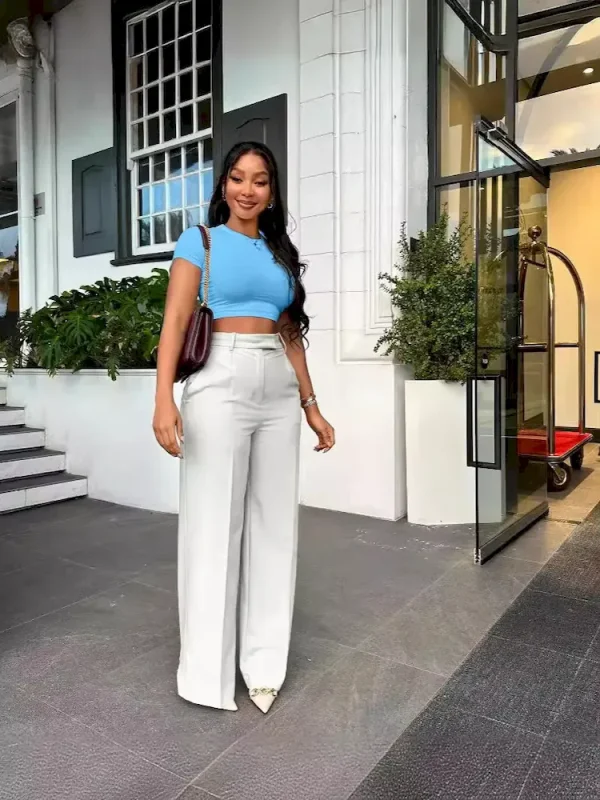 Women Fashion High Waist Straight Wide Leg Pants - Image 4