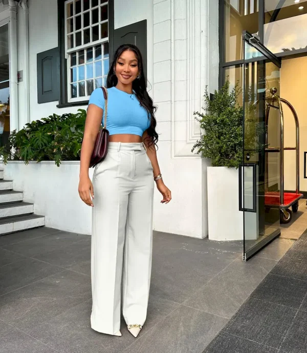 Women Fashion High Waist Straight Wide Leg Pants - Image 8