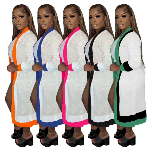 Autumn Winter Women Fashion Long Knitted Sweater Coat - Image 4