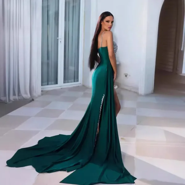 Women Fashion Sexy Heavy Industry Bronzing Split Mop Party Dress - Image 2