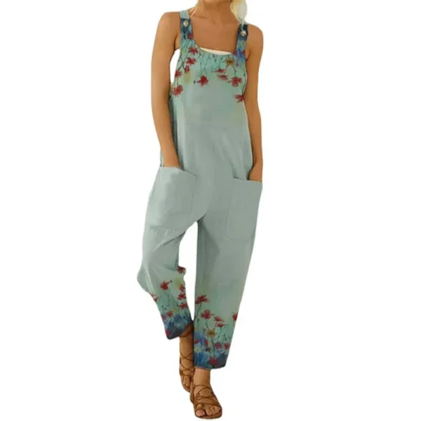 Summer Women Fashion Casual Abstract Printed Strap Jumpsuits - Image 3