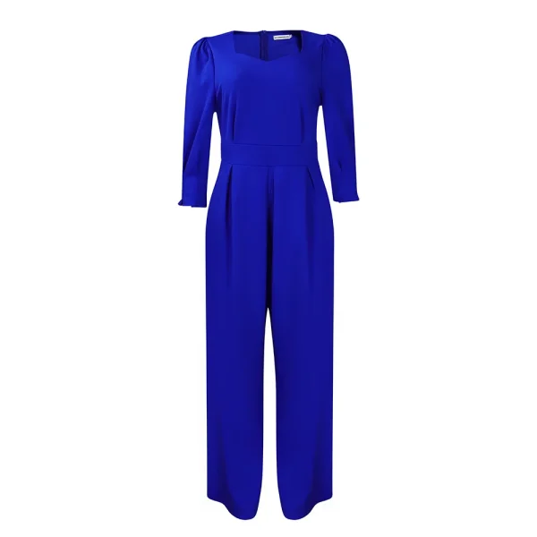 Women Fashion Casual Solid Color Long Sleeve Loose Wide Leg Jumpsuits - Image 5