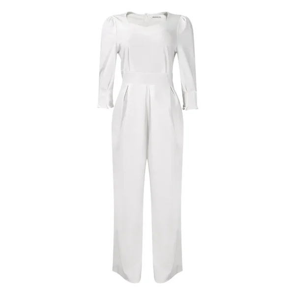 Women Fashion Casual Solid Color Long Sleeve Loose Wide Leg Jumpsuits - Image 6