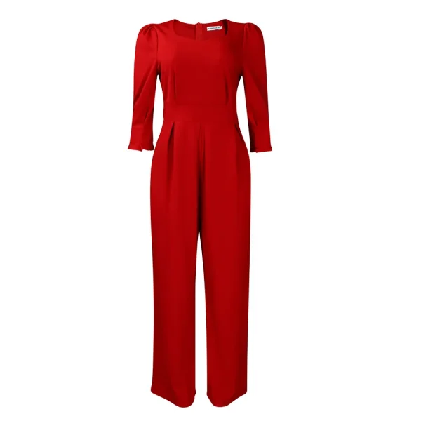 Women Fashion Casual Solid Color Long Sleeve Loose Wide Leg Jumpsuits - Image 7