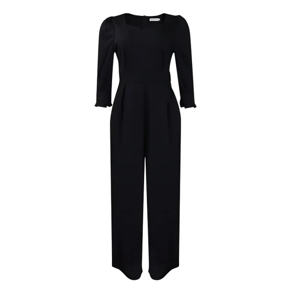 Women Fashion Casual Solid Color Long Sleeve Loose Wide Leg Jumpsuits - Image 8
