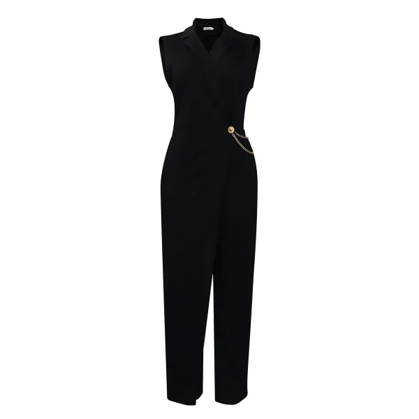 Women Fashion Elegant Sleeveless Dress Collar Solid Color Jumpsuits - Image 4