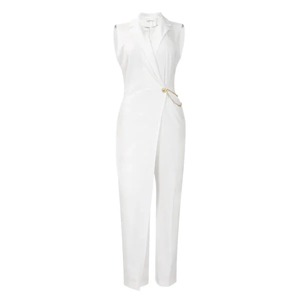 Women Fashion Elegant Sleeveless Dress Collar Solid Color Jumpsuits - Image 5