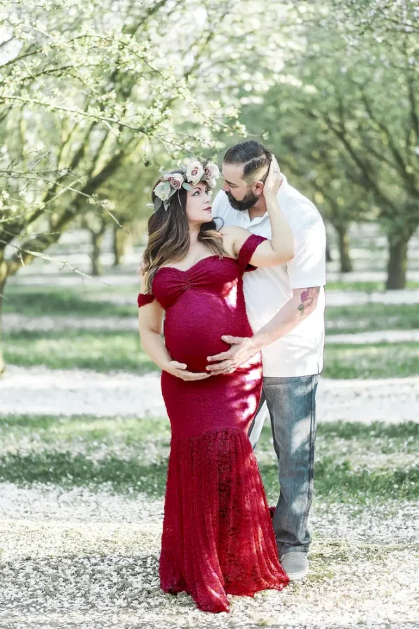 Pregnant Women Fashion Sexy Lace Boat Neck Fishtail Dress - Image 5