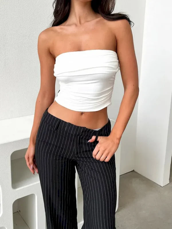 Summer Women Fashion Sexy Solid Color Tube Top - Image 3