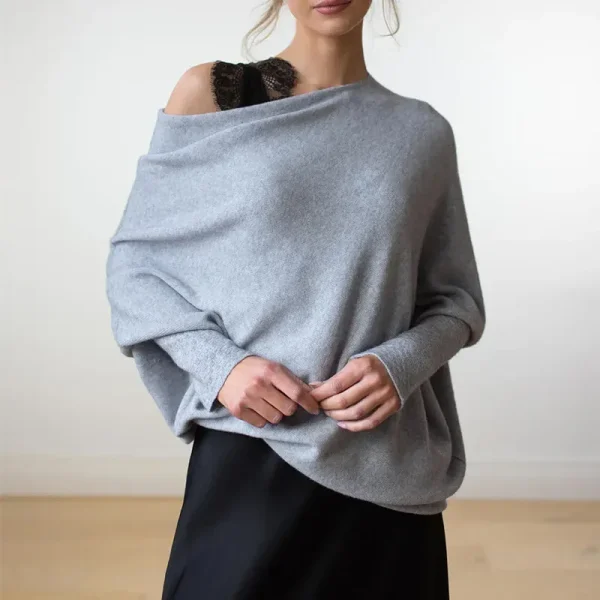 Autumn Winter Women Fashion Solid Color Long Sleeve Knitted Sweater - Image 2