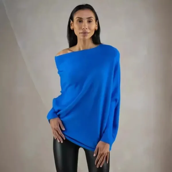 Autumn Winter Women Fashion Solid Color Long Sleeve Knitted Sweater - Image 3