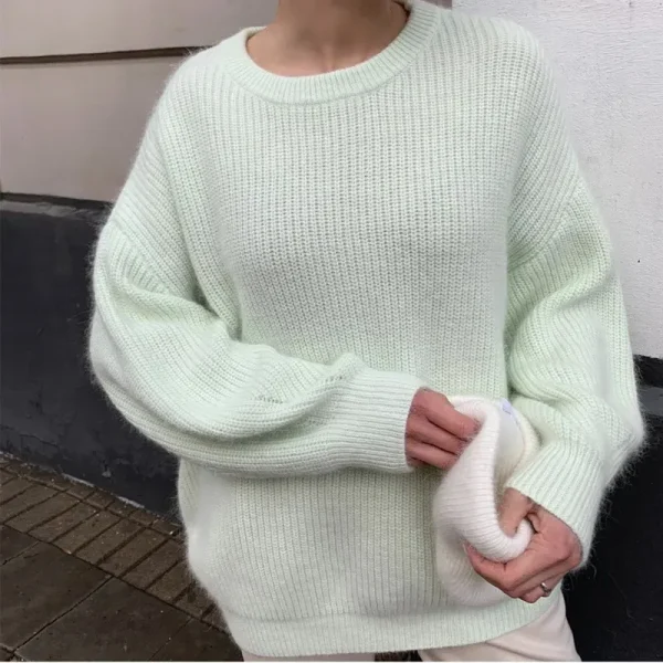 Autumn And Winter Imitation Mink Fur Women Cozy Style Loose Soft Knitted Sweater - Image 3