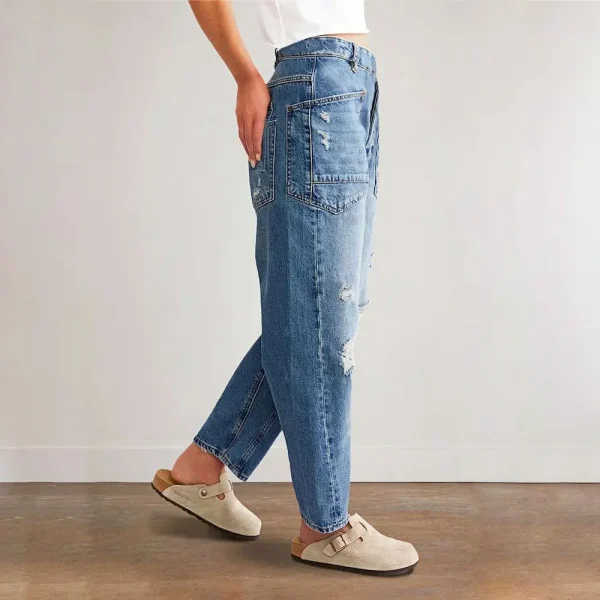 Vintage Ripped Jeans Casual Women Loose Straight Ripped Denim Pants - Image 2