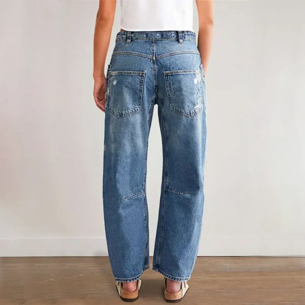 Vintage Ripped Jeans Casual Women Loose Straight Ripped Denim Pants - Image 3