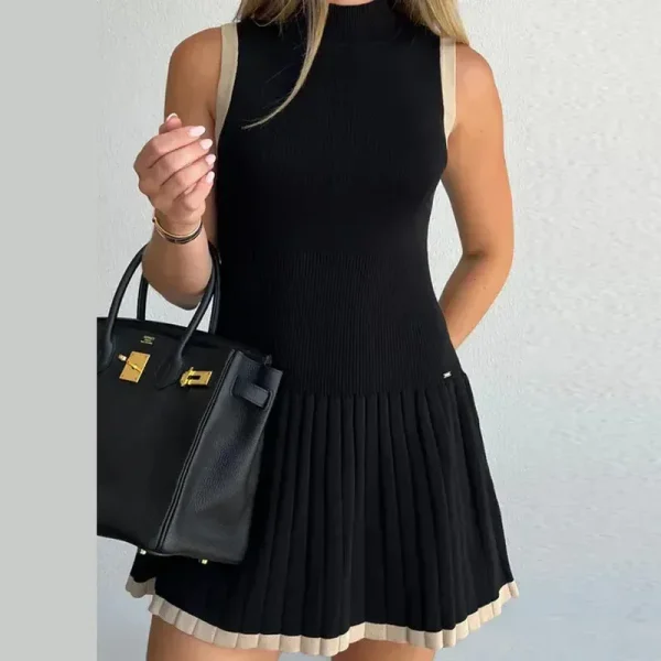 Women Fashion Sleeveless Pleated Dress - Image 4