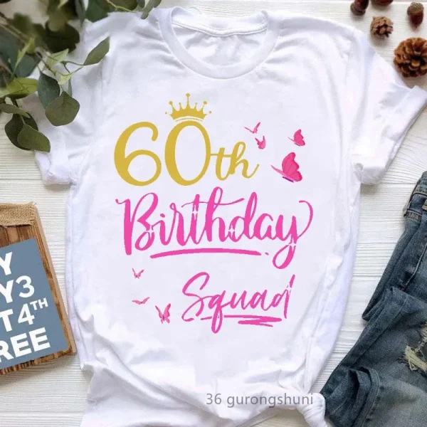 Plus Size Birthday Letter Casual Plus Size Women Short-Sleeved T-Shirt - Image 4