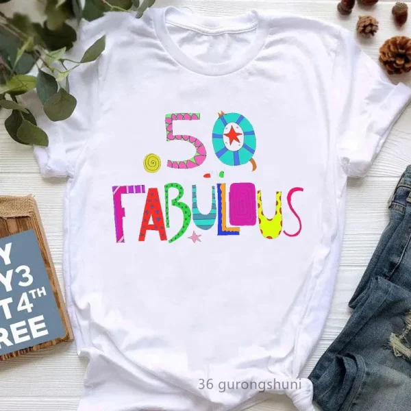 Plus Size Birthday Letter Casual Plus Size Women Short-Sleeved T-Shirt - Image 7