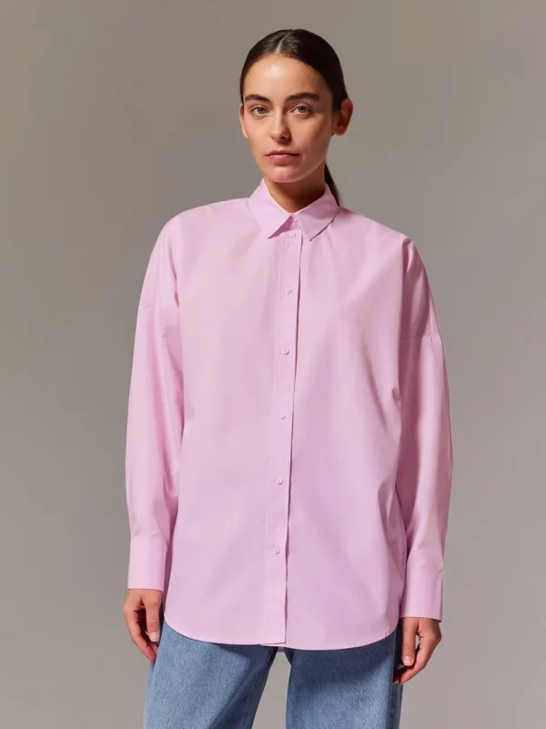 Office Chic Women Commuter Long-Sleeved Shirt Loose Cotton Mid-Length Blouse - Image 2