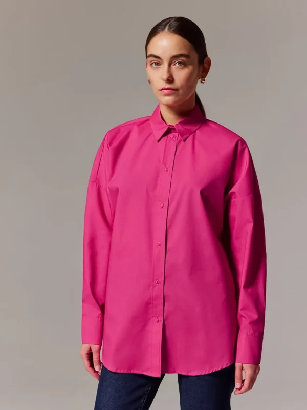 Office Chic Women Commuter Long-Sleeved Shirt Loose Cotton Mid-Length Blouse - Image 5