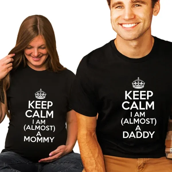 Valentine Day Pregnant Women'S Crown Letter Printed Round Neck Short Sleeve Couple T-Shirt - Image 4