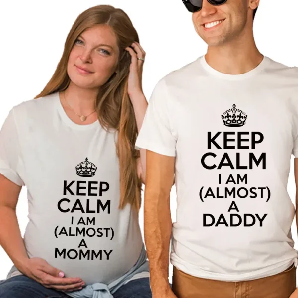 Valentine Day Pregnant Women'S Crown Letter Printed Round Neck Short Sleeve Couple T-Shirt - Image 7