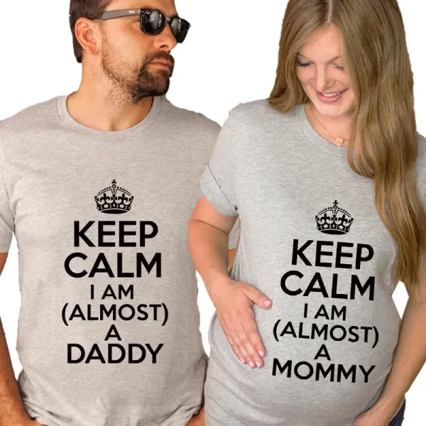 Valentine Day Pregnant Women'S Crown Letter Printed Round Neck Short Sleeve Couple T-Shirt - Image 8