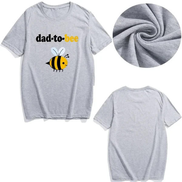 Valentine Day Pregnant Women Cartoon Cute Bee Print Round Neck Short Sleeve Couple T-Shirt - Image 3
