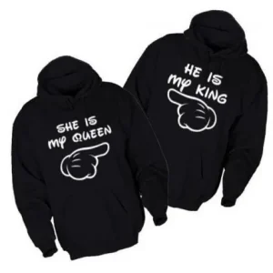 Valentine Day Simple Fashion Back Letter Printing Long Sleeve Couple Hoodies